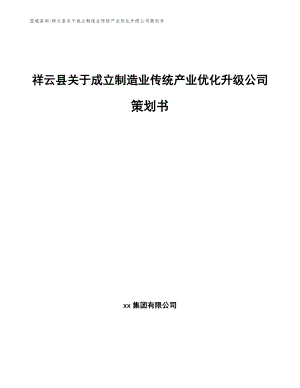 祥云县关于成立制造业传统产业优化升级公司策划书（参考范文）