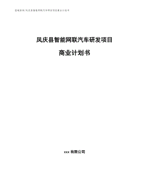凤庆县智能网联汽车研发项目商业计划书（模板参考）