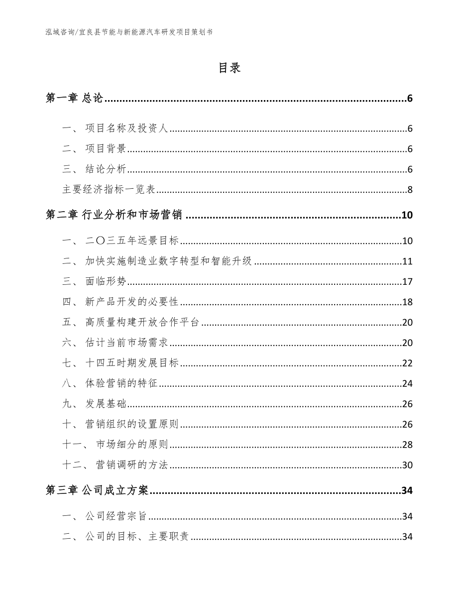 宜良县节能与新能源汽车研发项目策划书模板_第1页