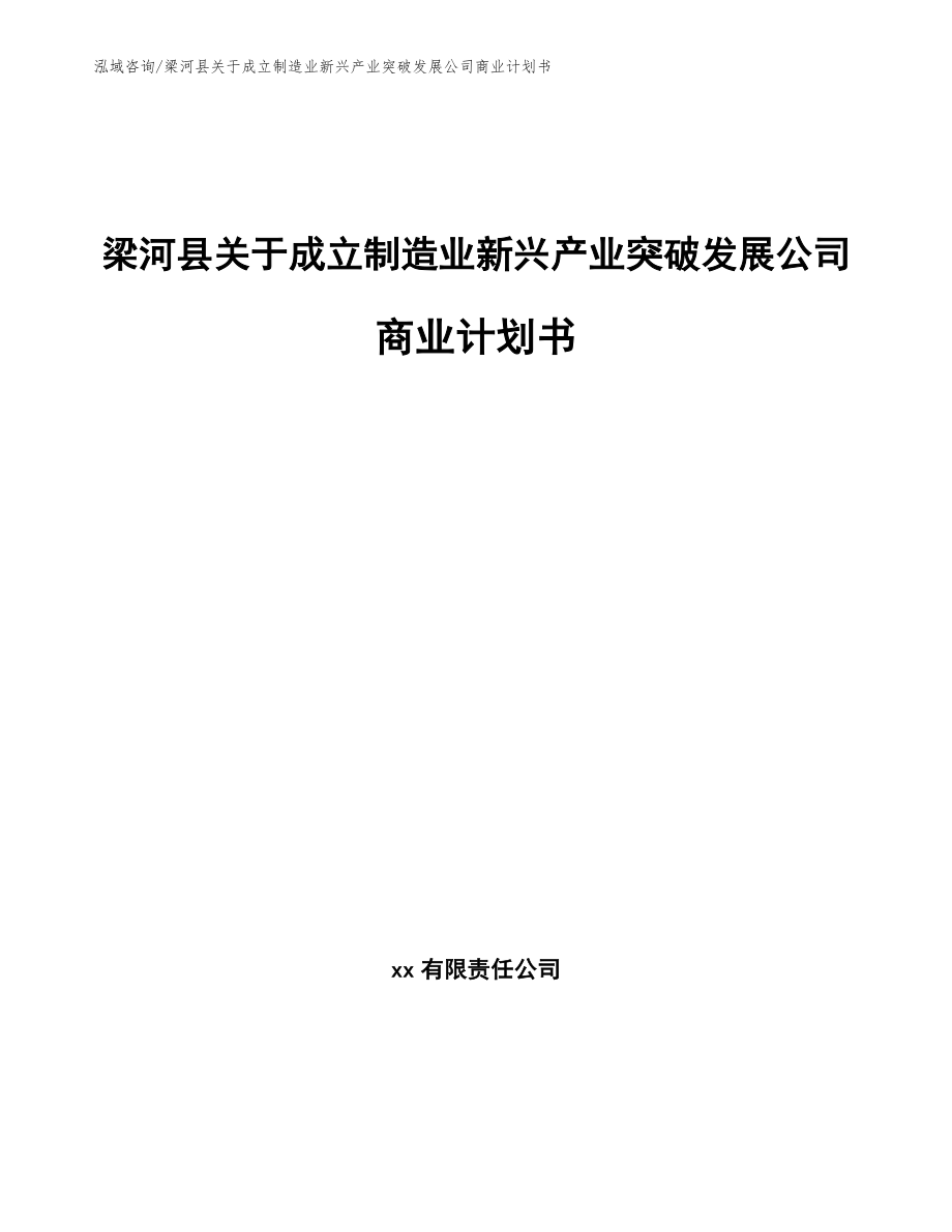 梁河县关于成立制造业新兴产业突破发展公司商业计划书_范文模板_第1页