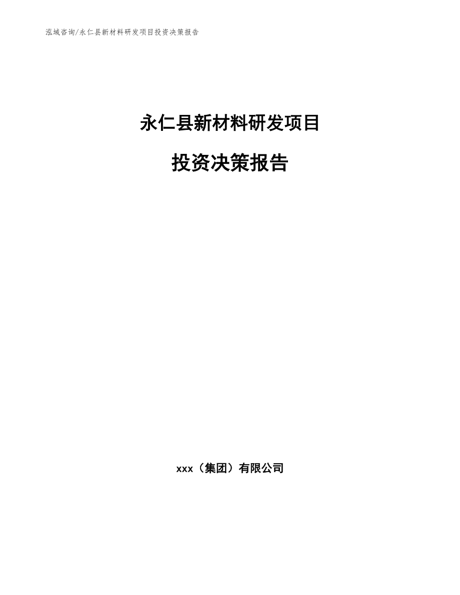 永仁县新材料研发项目投资决策报告_范文_第1页