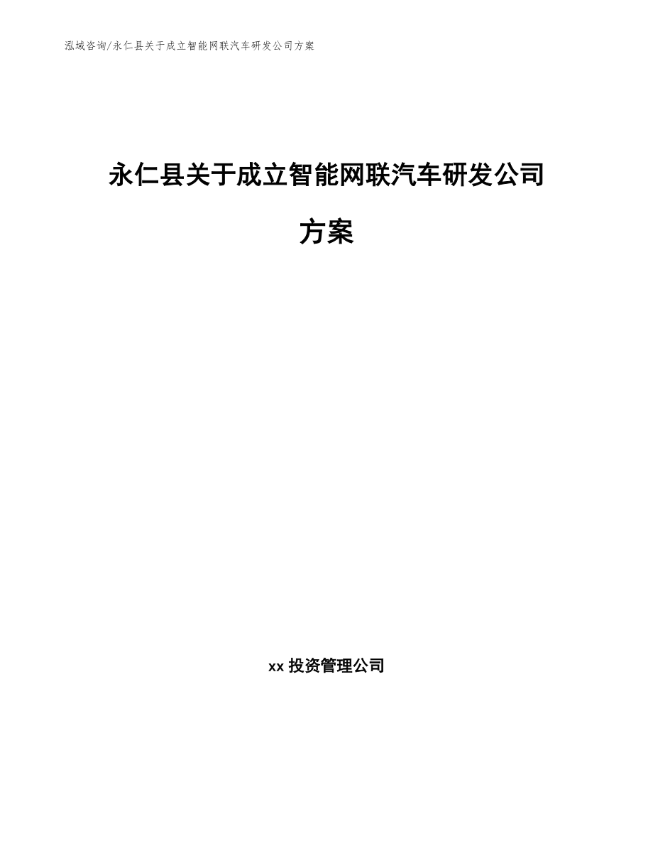 永仁县关于成立智能网联汽车研发公司方案参考模板_第1页