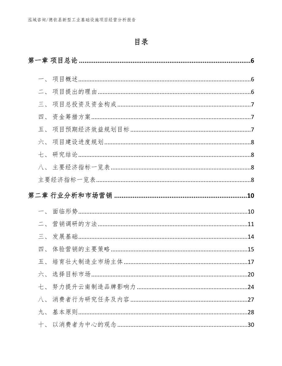 德钦县新型工业基础设施项目经营分析报告（范文参考）_第1页