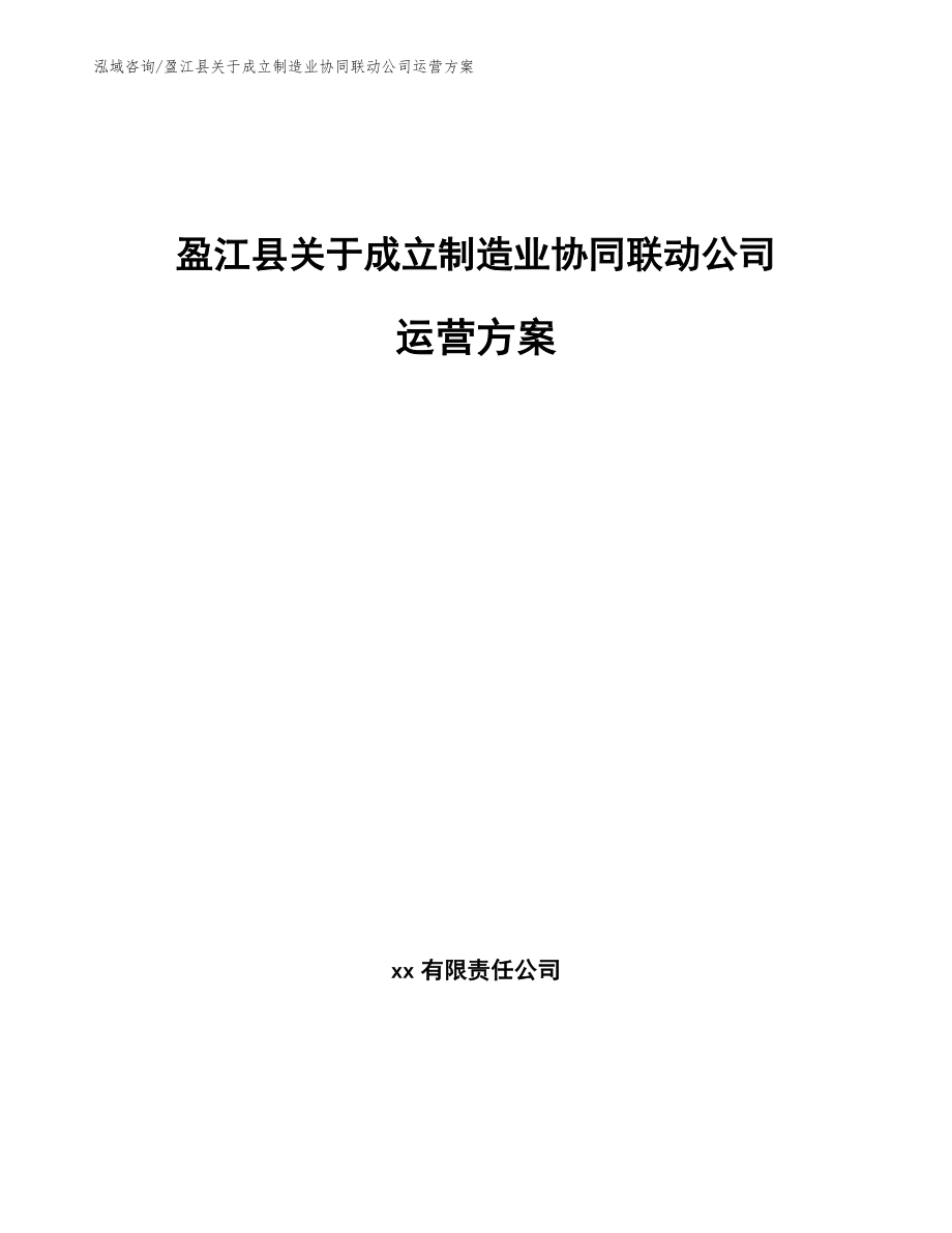 盈江县关于成立制造业协同联动公司运营方案_第1页