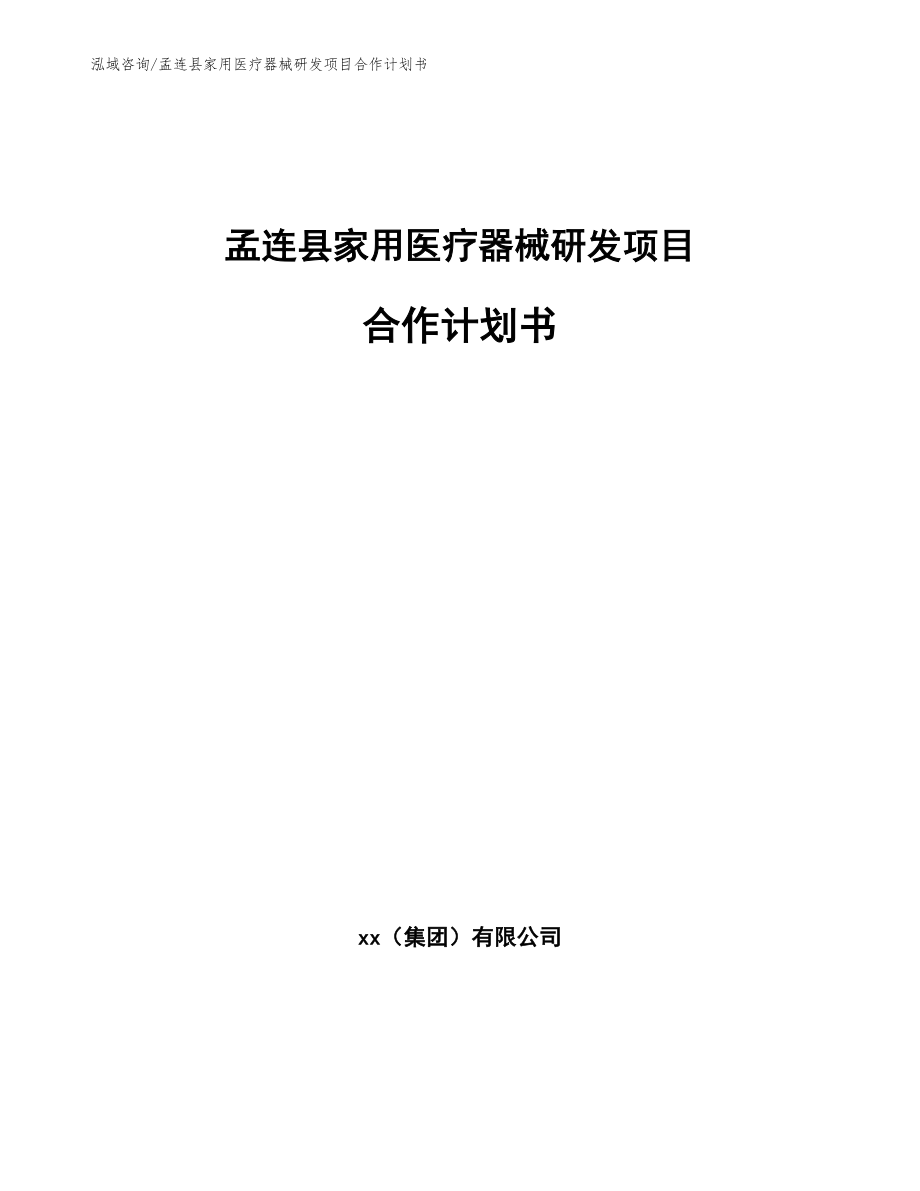 孟连县家用医疗器械研发项目合作计划书（模板）_第1页