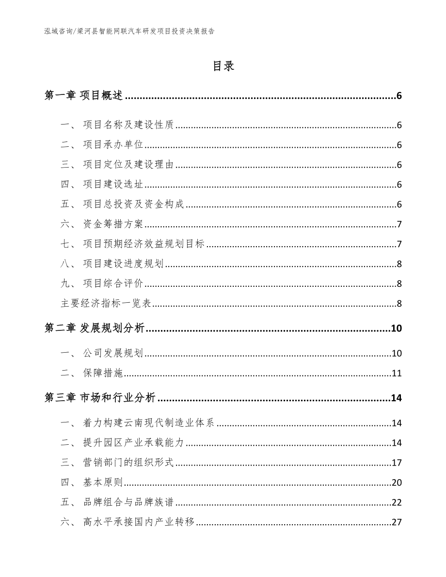 梁河县智能网联汽车研发项目投资决策报告模板_第1页