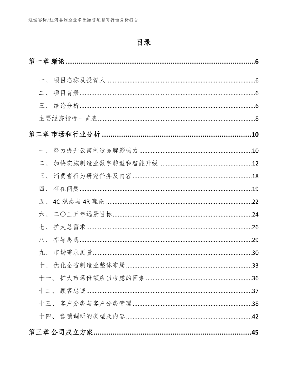 红河县制造业多元融资项目可行性分析报告_第1页