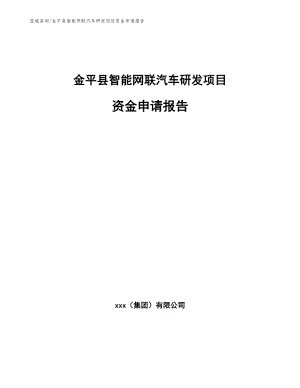金平县智能网联汽车研发项目资金申请报告【范文】