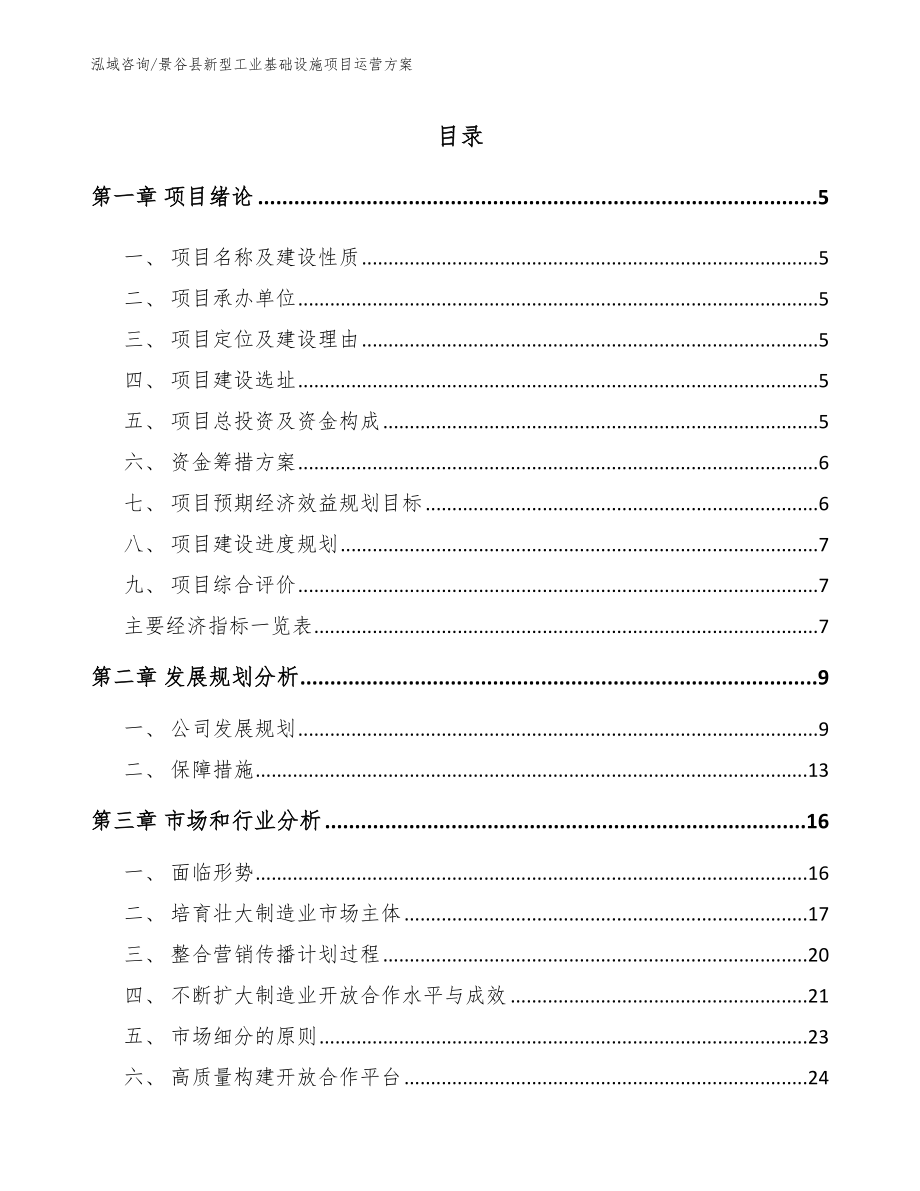 景谷县新型工业基础设施项目运营方案参考模板_第1页