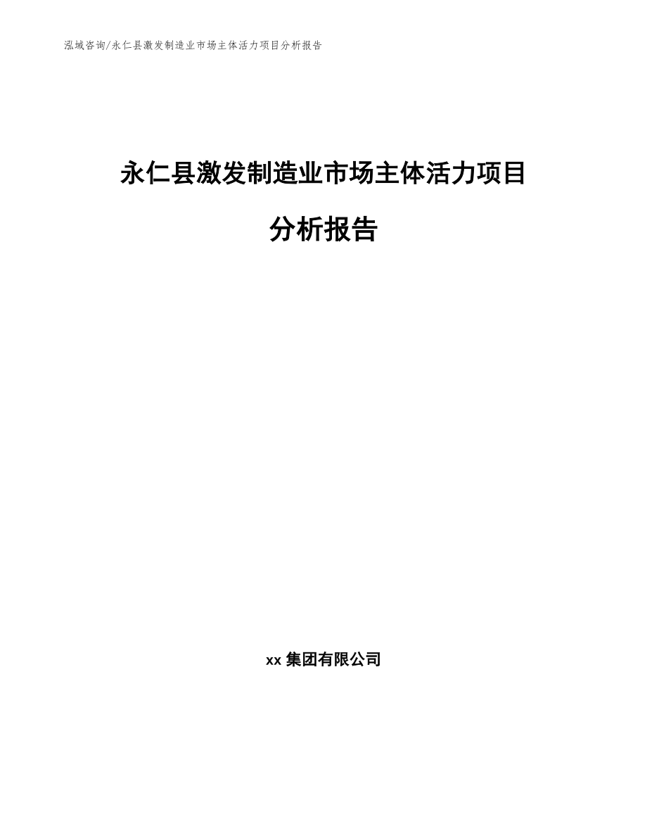 永仁县激发制造业市场主体活力项目分析报告（模板）_第1页