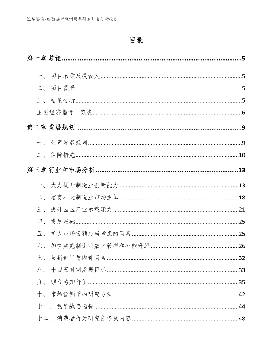 维西县特色消费品研发项目分析报告模板参考_第1页