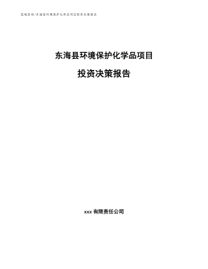 东海县环境保护化学品项目投资决策报告