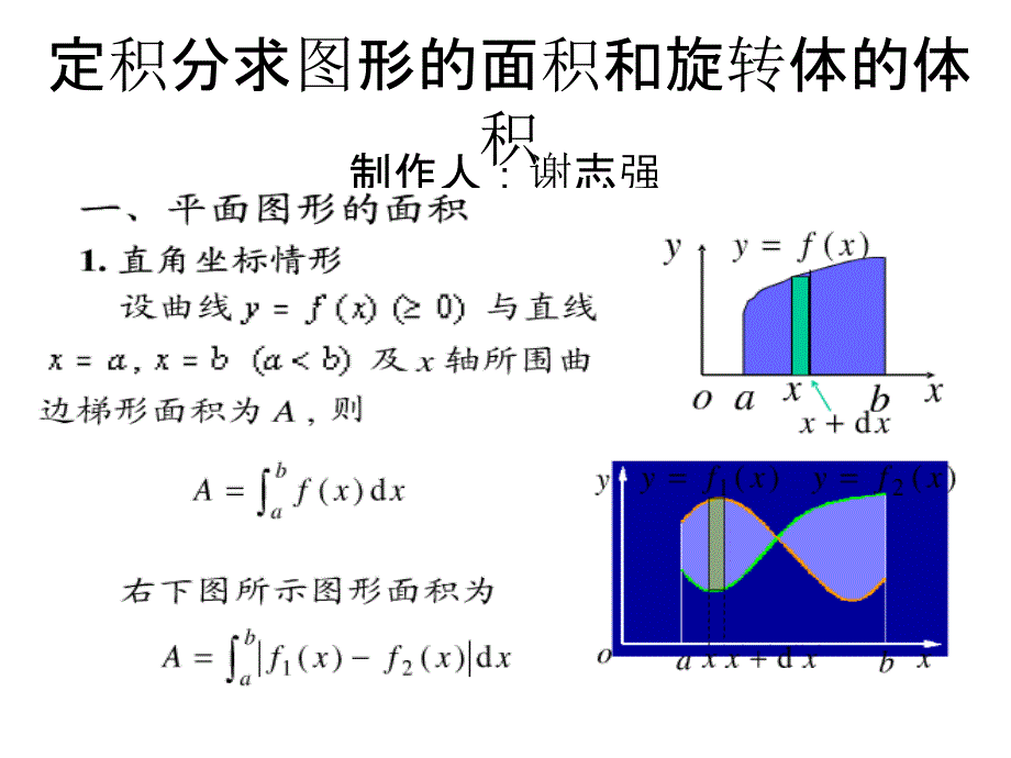 定积分求图形的面积和旋转体的_第1页