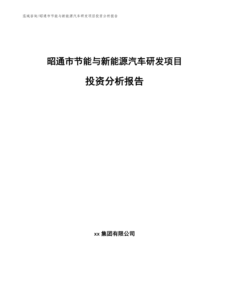 昭通市节能与新能源汽车研发项目投资分析报告_范文_第1页