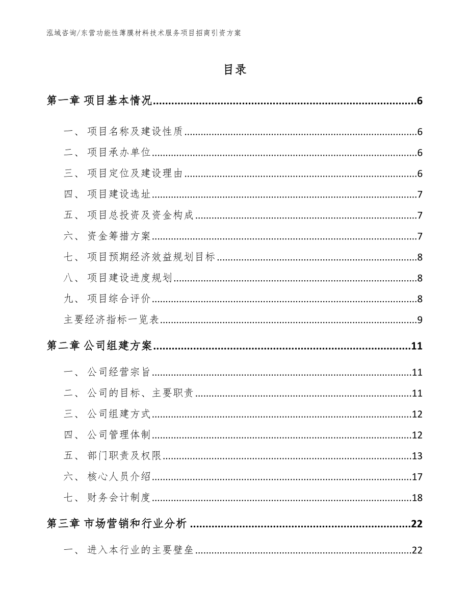 东营功能性薄膜材料技术服务项目招商引资方案_第1页