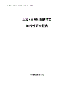 上海HJT靶材销售项目可行性研究报告（范文参考）