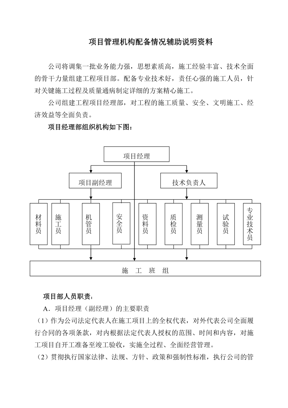 项目管理机构配备情况辅助说明资料_第1页