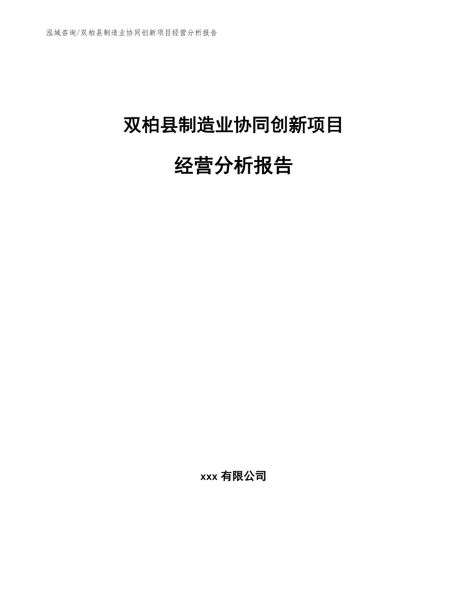 双柏县制造业协同创新项目经营分析报告（模板）_第1页