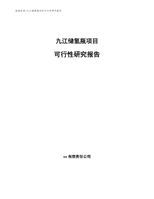 九江储氢瓶项目可行性研究报告【范文模板】
