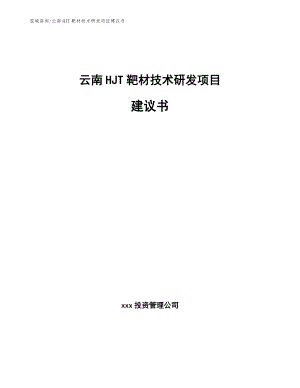 云南HJT靶材技术研发项目建议书（模板范本）