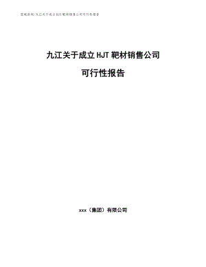 九江关于成立HJT靶材销售公司可行性报告（模板参考）