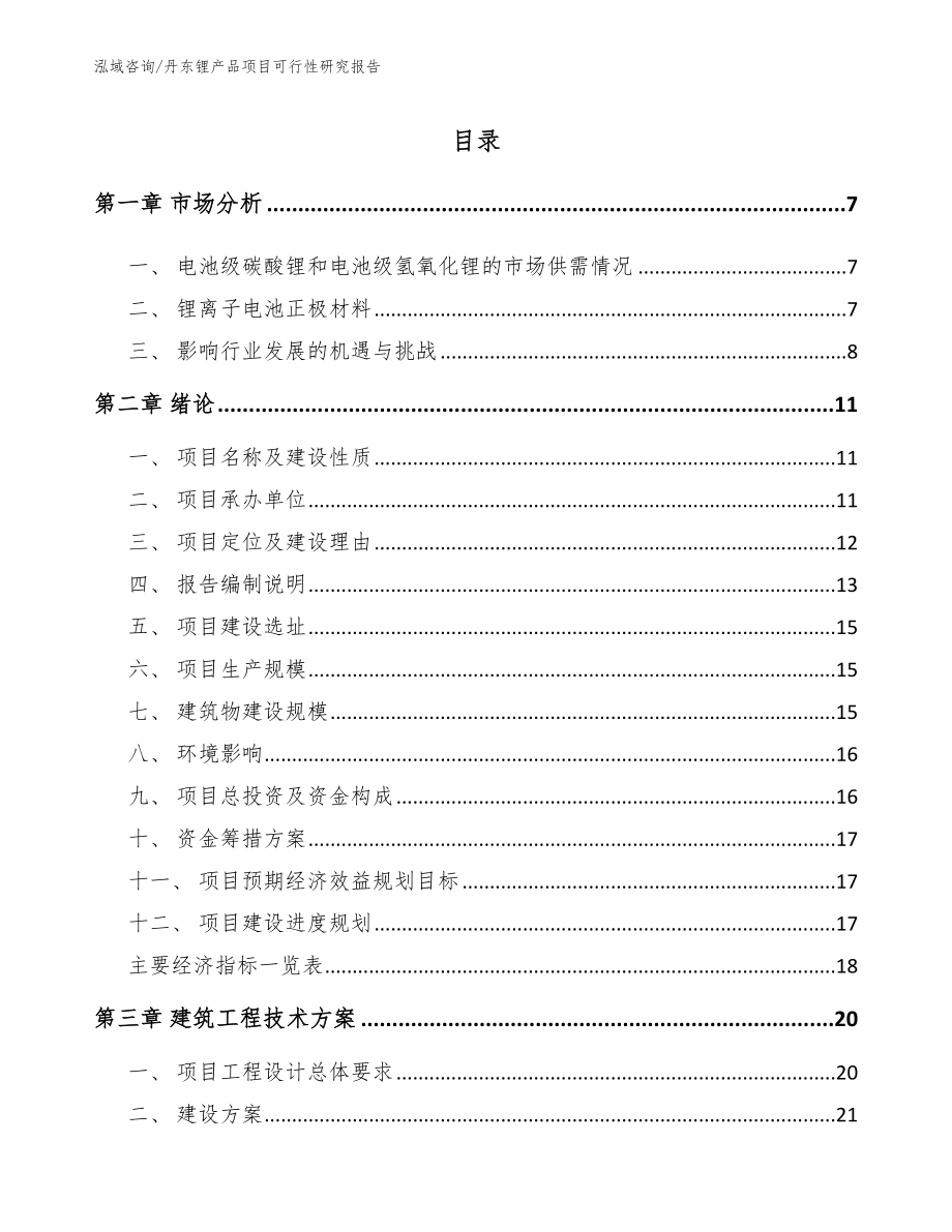 丹东锂产品项目可行性研究报告参考模板_第1页