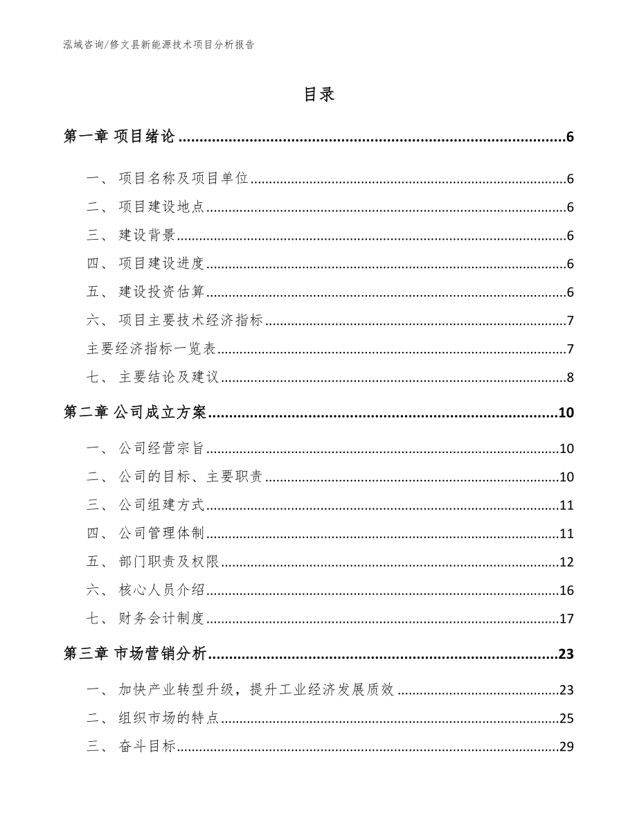 修文县新能源技术项目分析报告_范文_第1页