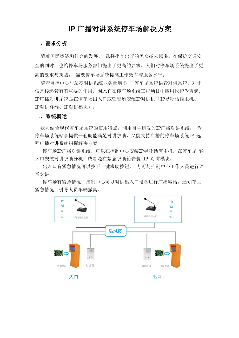 停车场道闸IP对讲求助系统解决方案_第1页