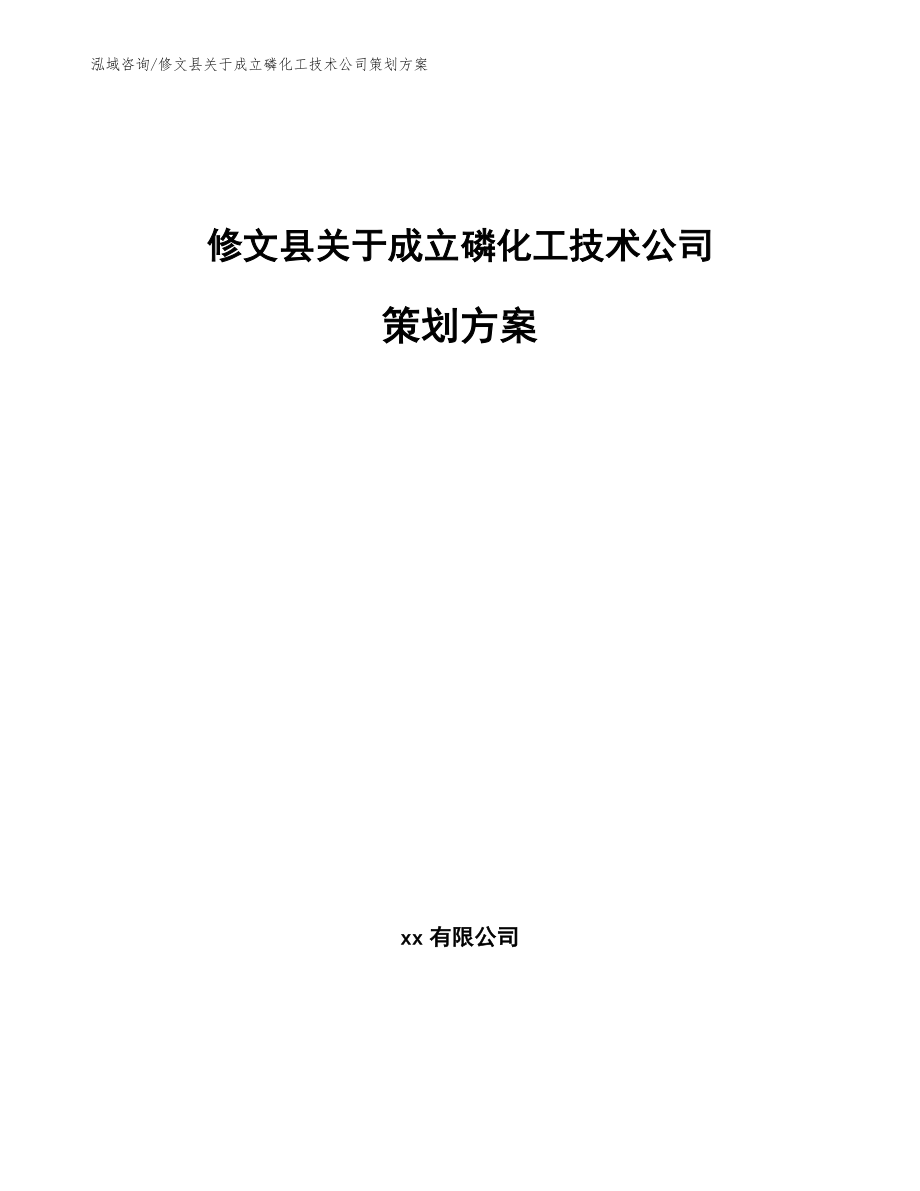 修文县关于成立磷化工技术公司策划方案_参考模板_第1页