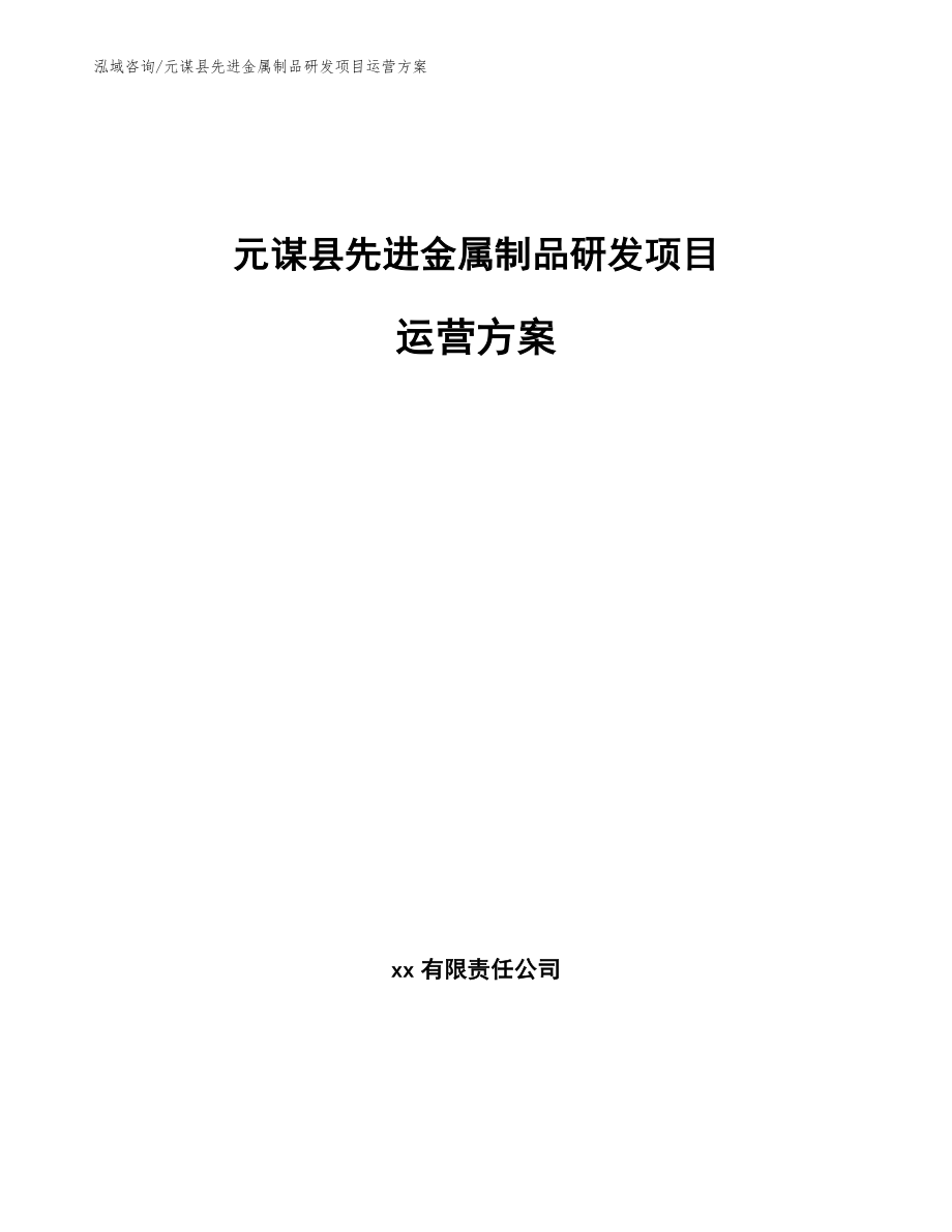 元谋县先进金属制品研发项目运营方案_参考范文_第1页