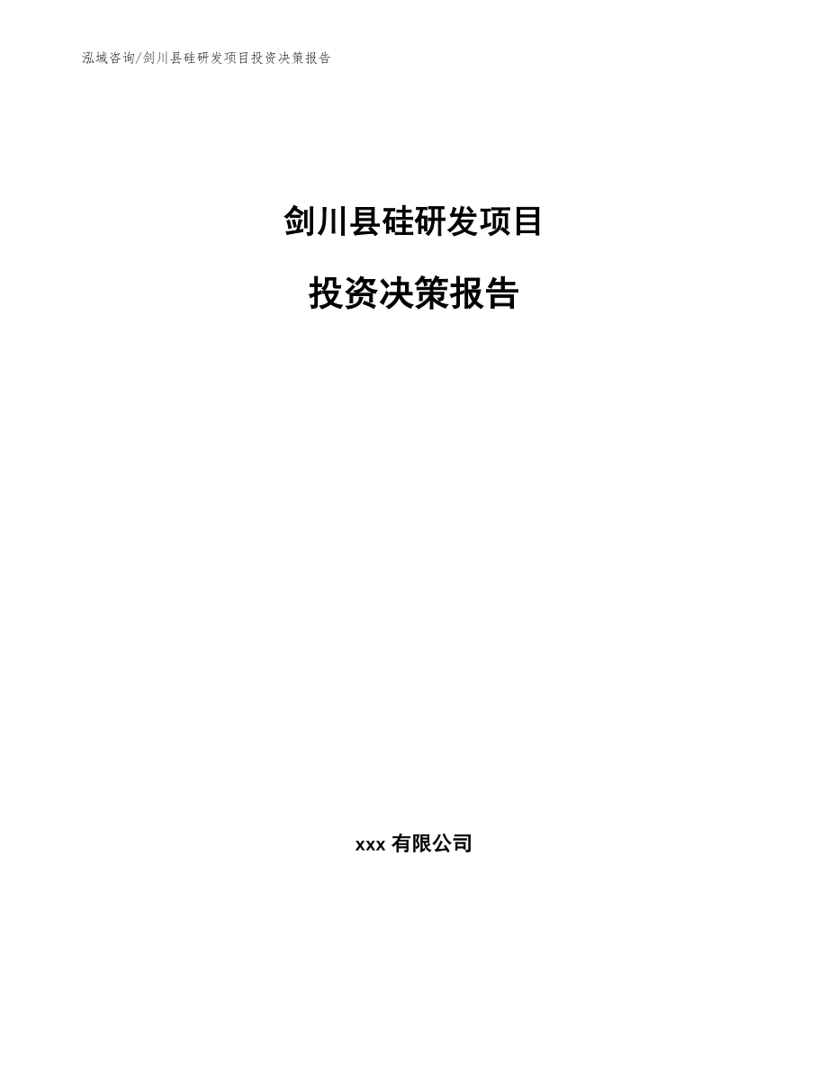 剑川县硅研发项目投资决策报告（范文）_第1页