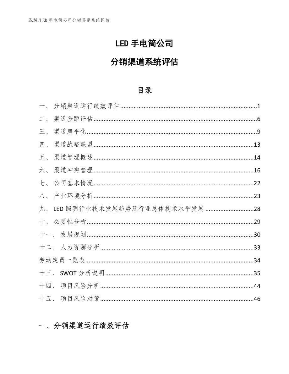 LED手电筒公司分销渠道系统评估（范文）_第1页