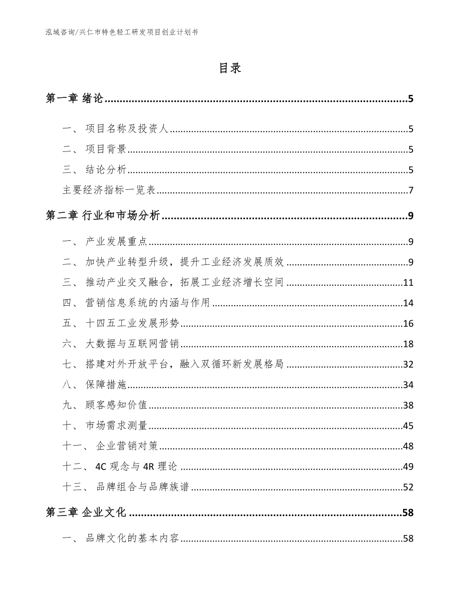 兴仁市特色轻工研发项目创业计划书_第1页