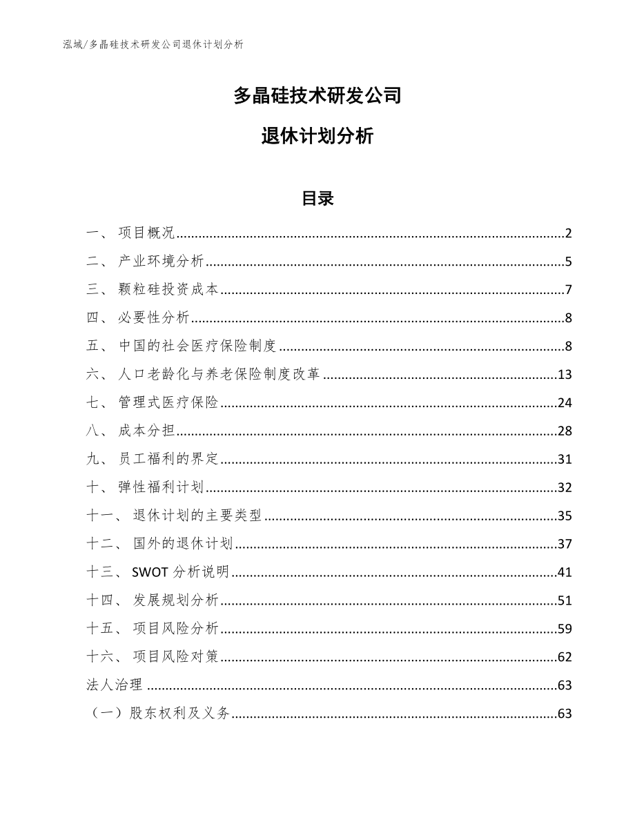 多晶硅技术研发公司退休计划分析_范文_第1页