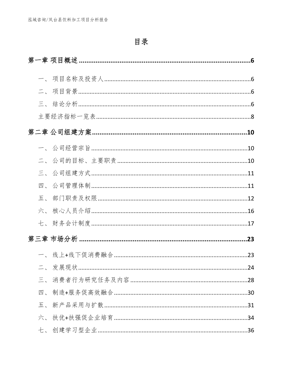 凤台县饮料加工项目分析报告【模板范本】_第1页