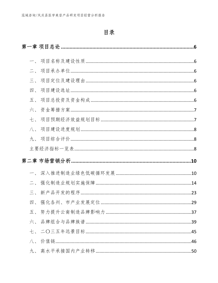 凤庆县医学美容产品研发项目经营分析报告参考模板_第1页