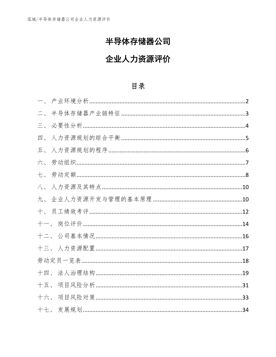 半导体存储器公司企业人力资源评价_第1页