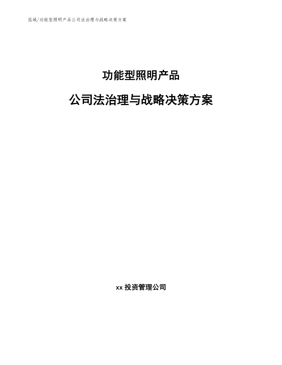 功能型照明产品公司法治理与战略决策方案_第1页