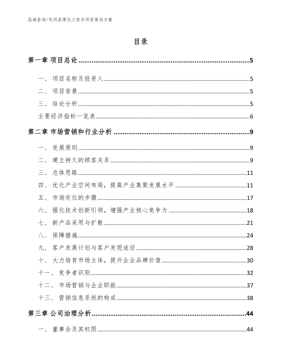 凤冈县煤化工技术项目策划方案_第1页