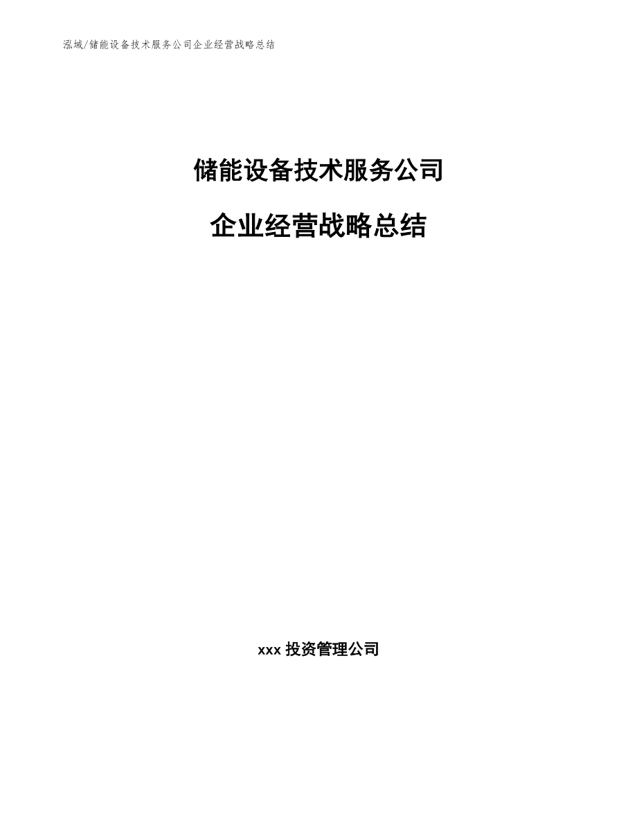 储能设备技术服务公司企业经营战略总结_范文_第1页