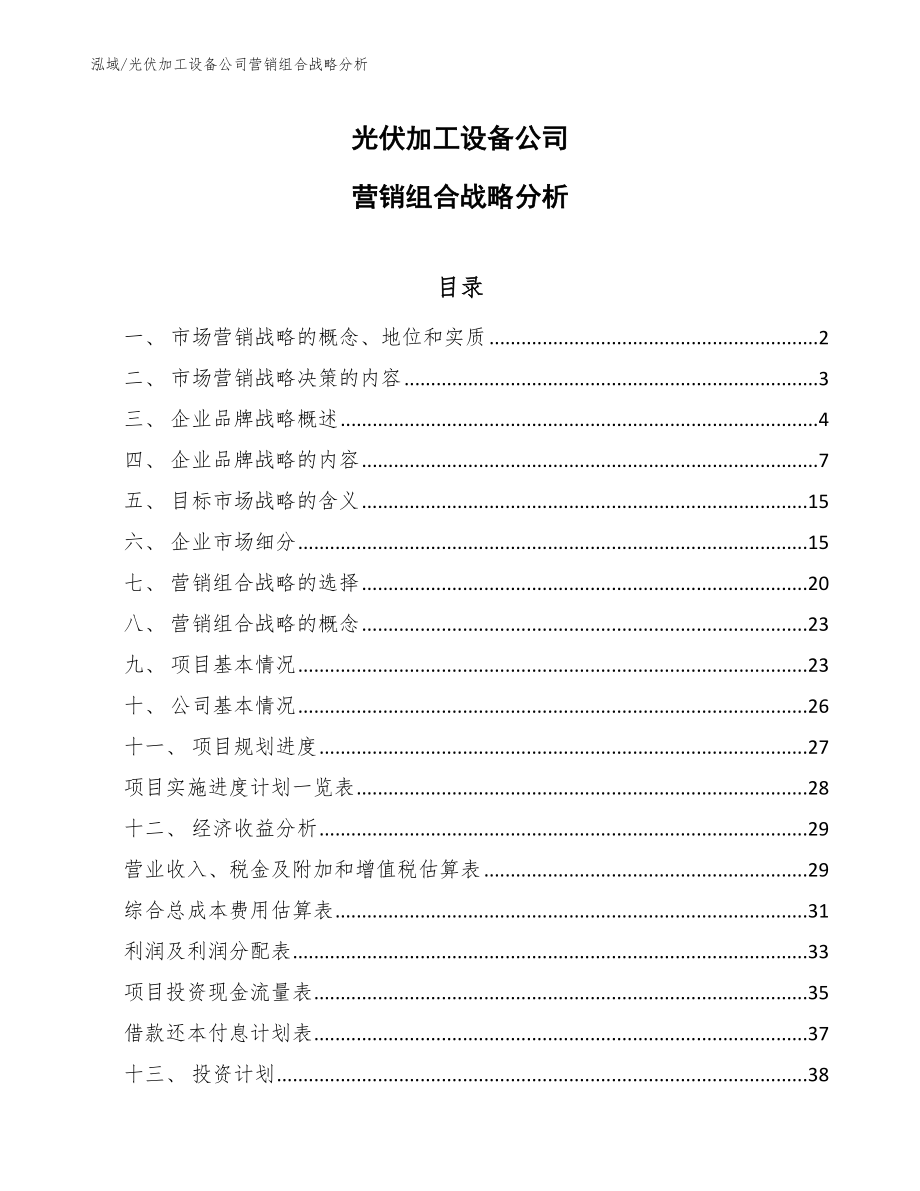 光伏加工设备公司营销组合战略分析【范文】_第1页