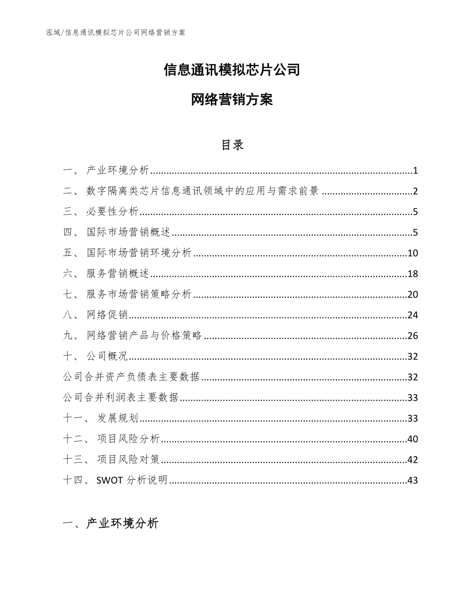 信息通讯模拟芯片公司网络营销方案_第1页