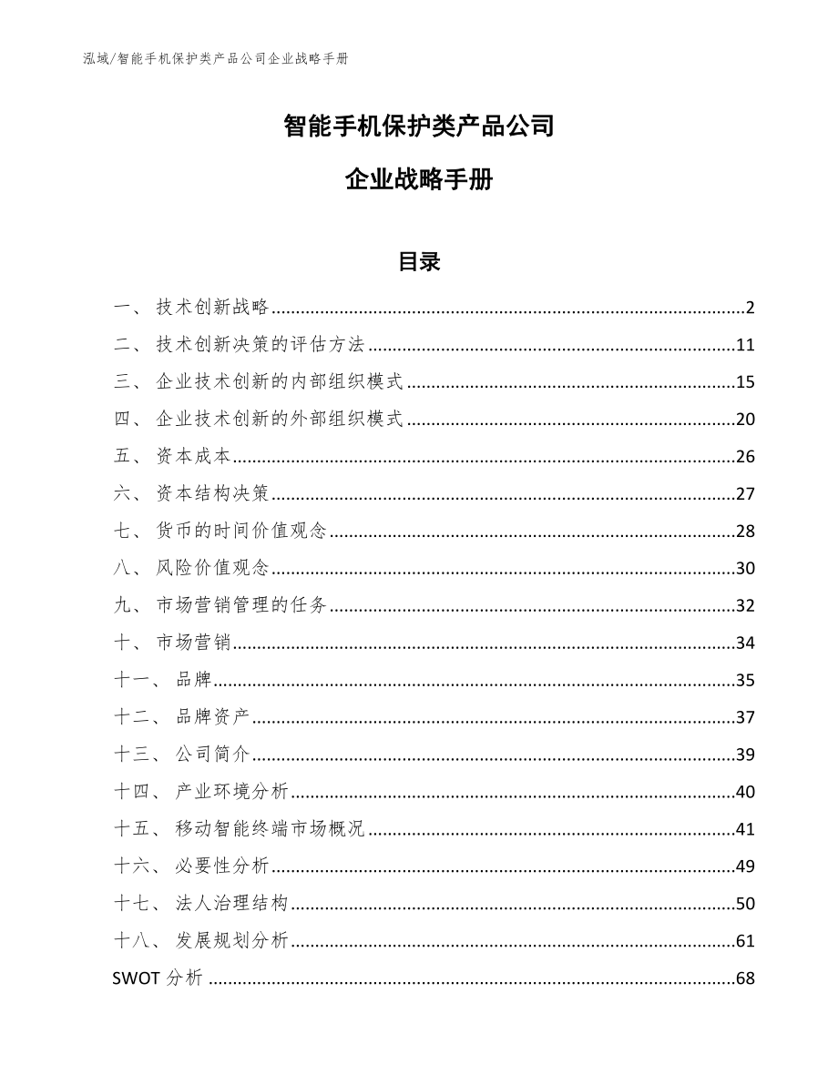 智能手机保护类产品公司企业战略手册_第1页