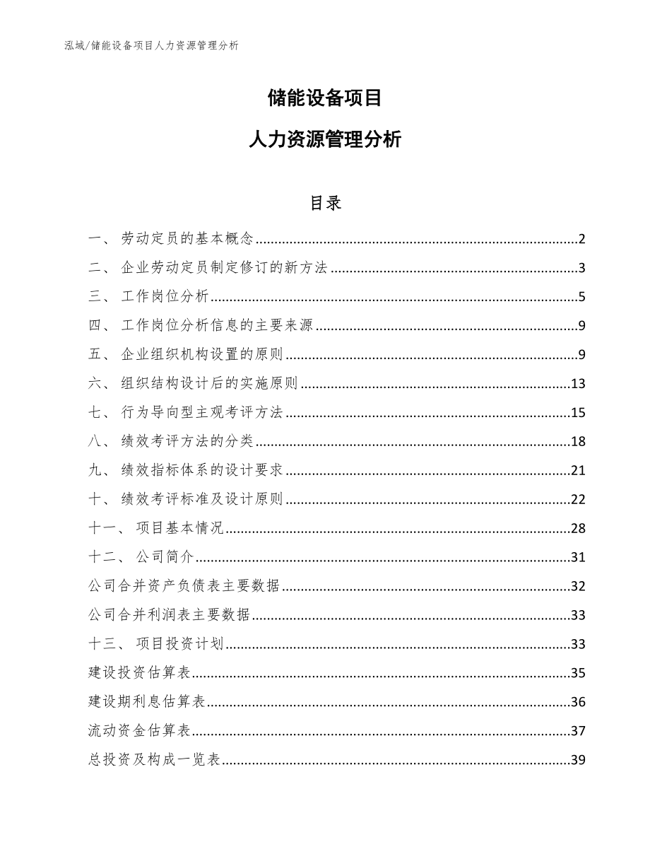 储能设备项目人力资源管理分析_第1页