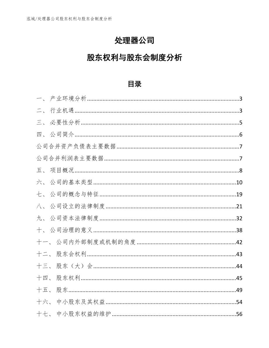 处理器公司股东权利与股东会制度分析（参考）_第1页