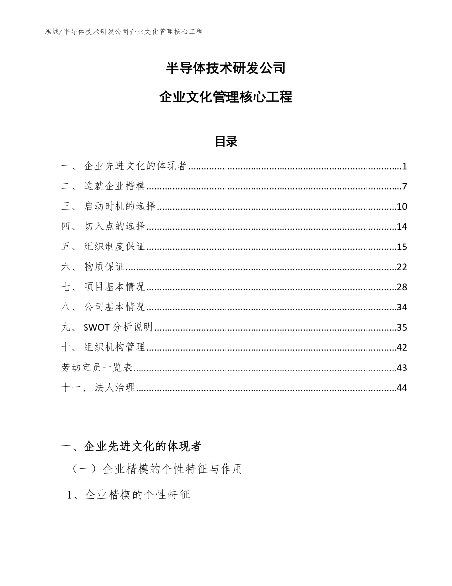 半导体技术研发公司企业文化管理核心工程（范文）_第1页