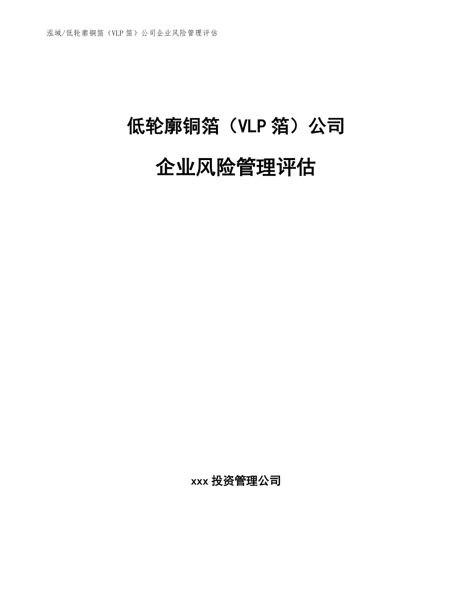 低轮廓铜箔（VLP箔）公司企业风险管理评估_第1页