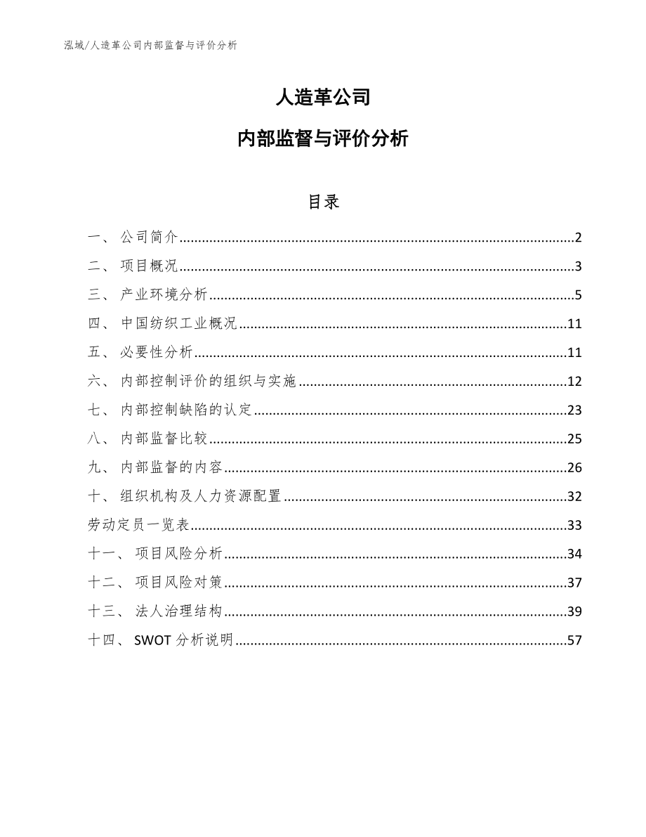 人造革公司内部监督与评价分析_范文_第1页