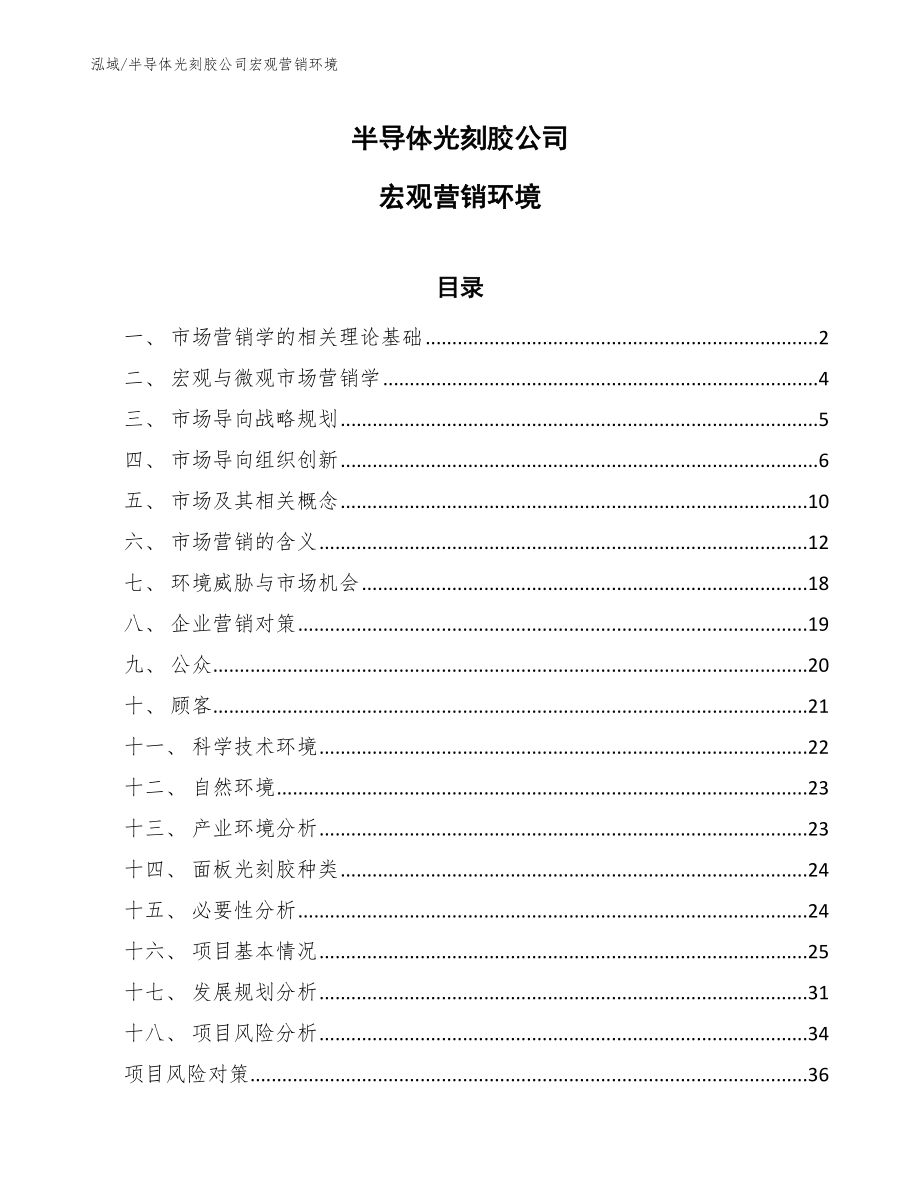 半导体光刻胶公司宏观营销环境_第1页