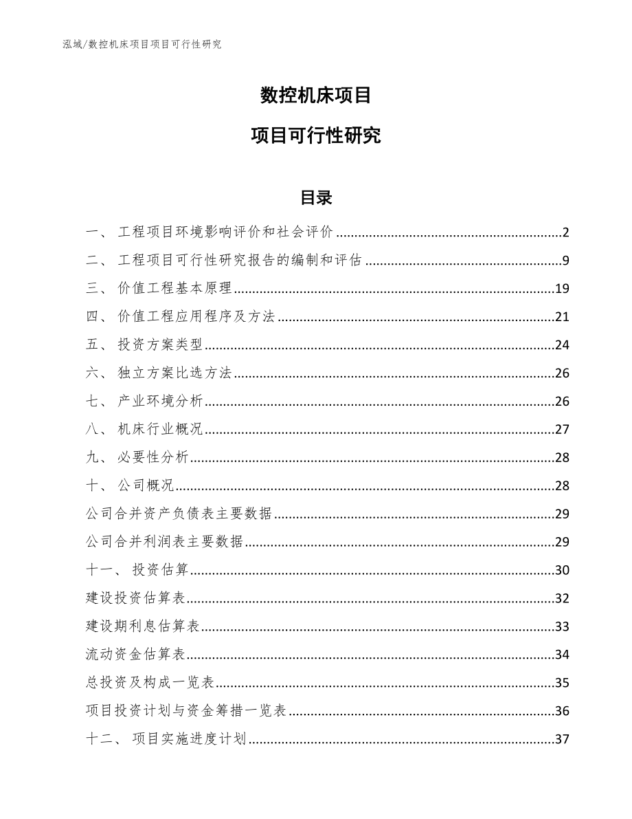 数控机床项目项目可行性研究【范文】_第1页